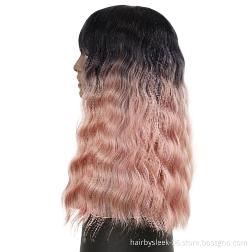The princess ombre color Cake curly hair water wave With Bang 18inches soft natural synthetic braiding hair wigs for black woman